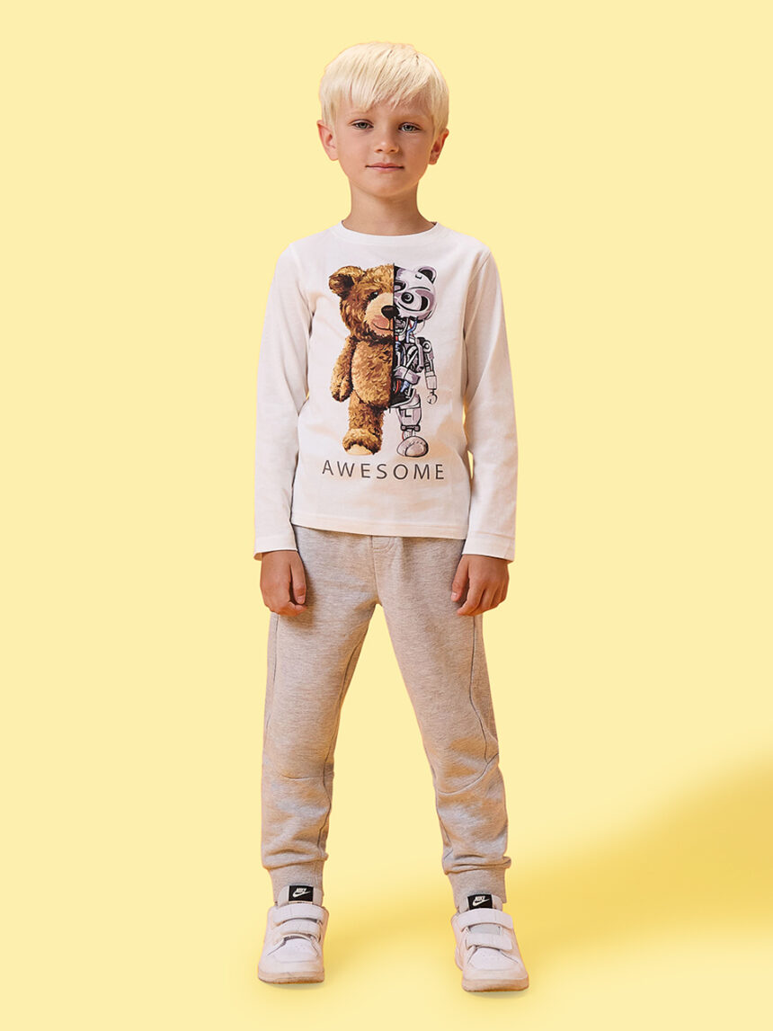 παιδική μπλούζα λευκή teddy για αγόρι - Prénatal