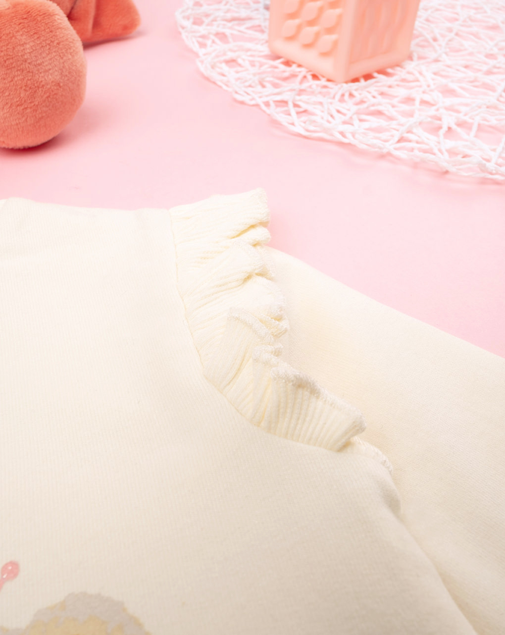 βρεφική μπλούζα φούτερ κρεμ teddy για κορίτσι - Prénatal
