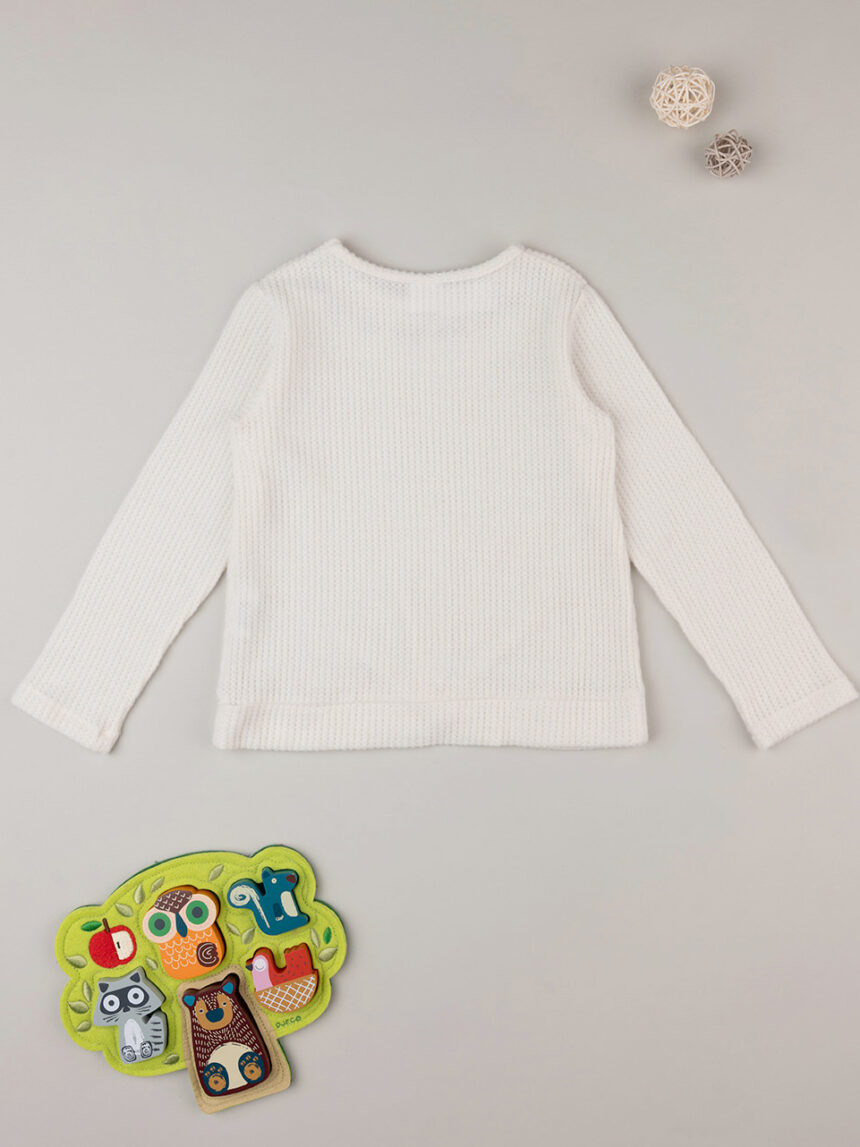 παιδική μπλούζα λευκή γκοφρέ φλοράλ για κορίτσι - Prénatal