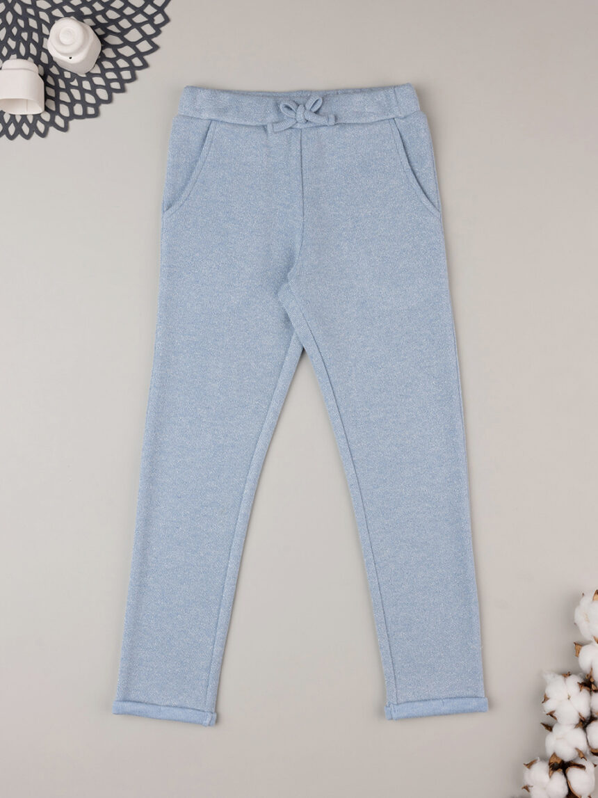 παιδικό παντελόνι φούτερ γαλάζιο lurex για κορίτσι - Prénatal