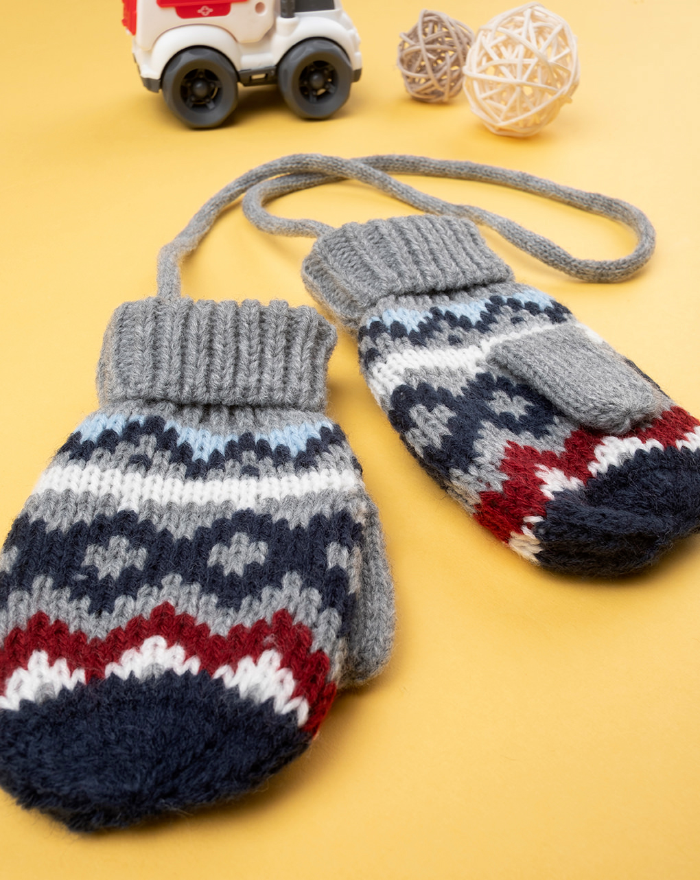 βρεφικά γαντάκια χουφτίτσες γκρι/μπλε για αγόρι - Prénatal