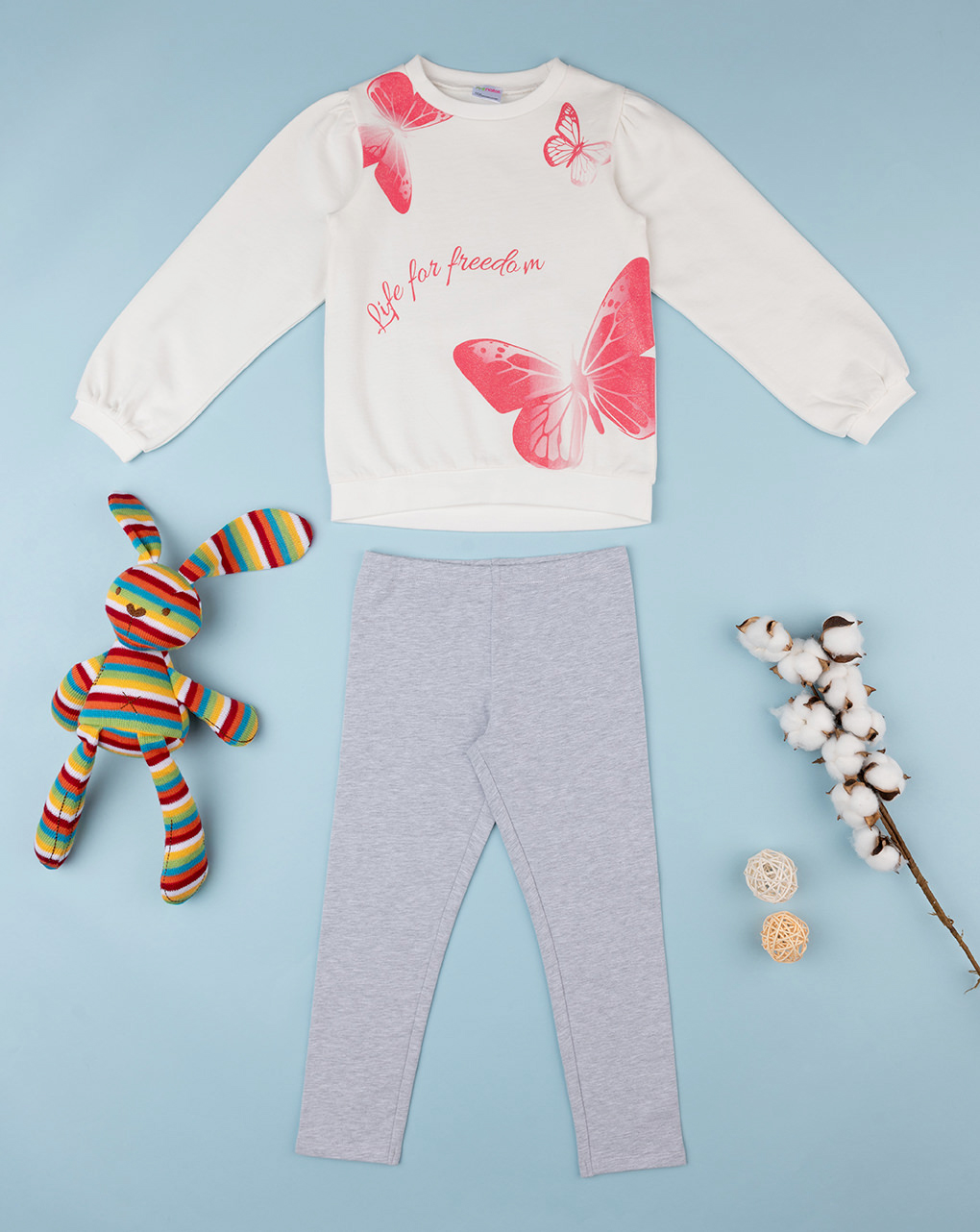 παιδικό σετ μπλούζα φούτερ και κολάν με πεταλούδες για κορίτσι - Prénatal