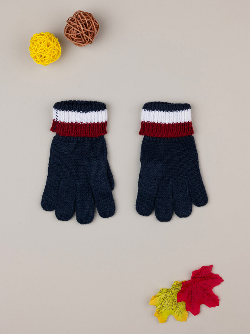 παιδικά γάντια πλεκτά μπλε ριγέ για αγόρι - Prénatal
