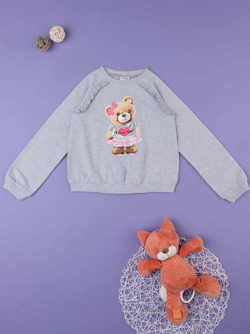 παιδική μπλούζα φούτερ γκρι teddy για κορίτσι - Prénatal