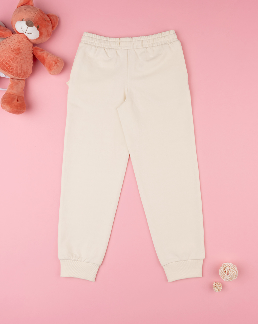 παιδικό παντελόνι φούτερ κρεμ teddy για κορίτσι - Prénatal