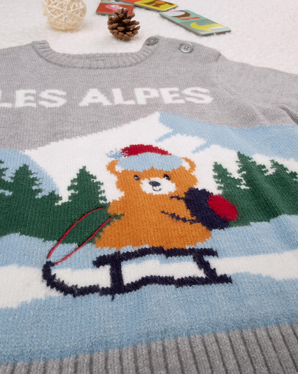 βρεφικό πουλόβερ γκρι les alpes για αγόρι - Prénatal