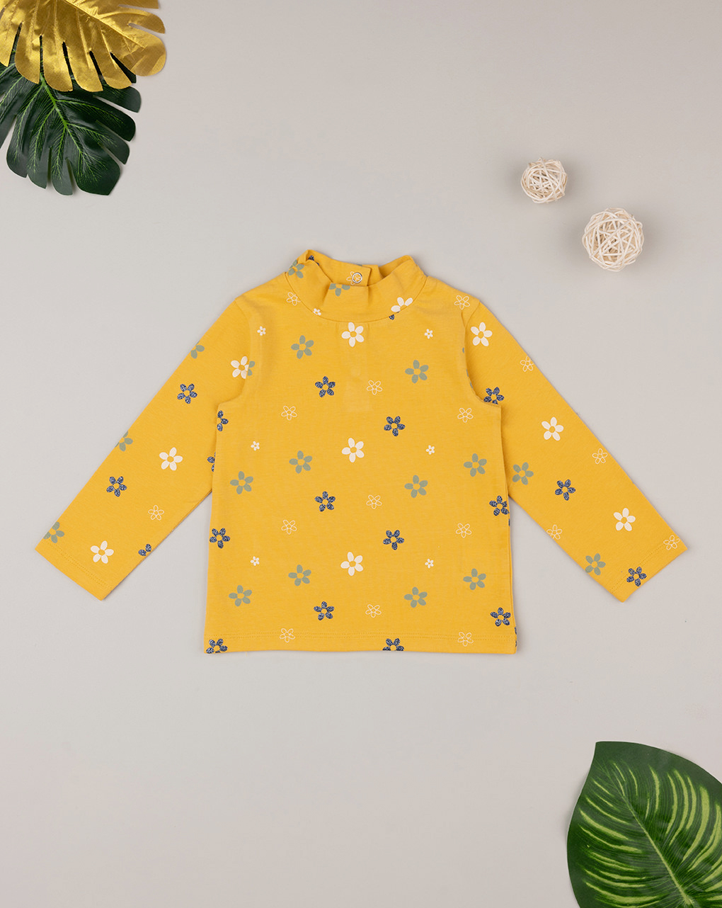 βρεφική μπλούζα ζιβάγκο κίτρινη φλοράλ για κορίτσι