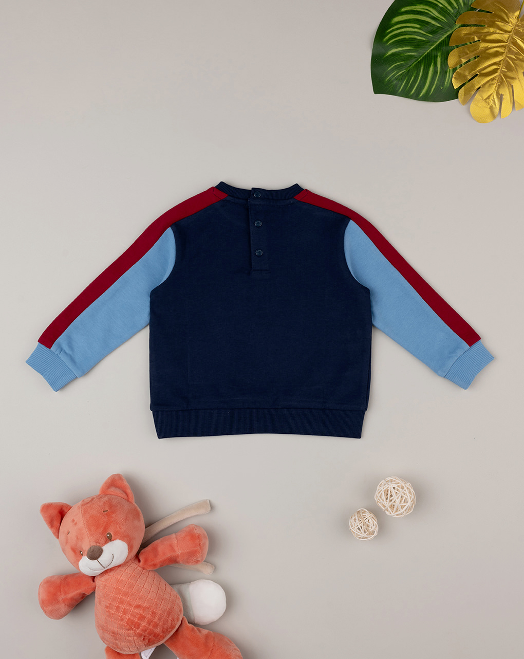 βρεφική μπλούζα φούτερ μπλε teddy για αγόρι - Prénatal
