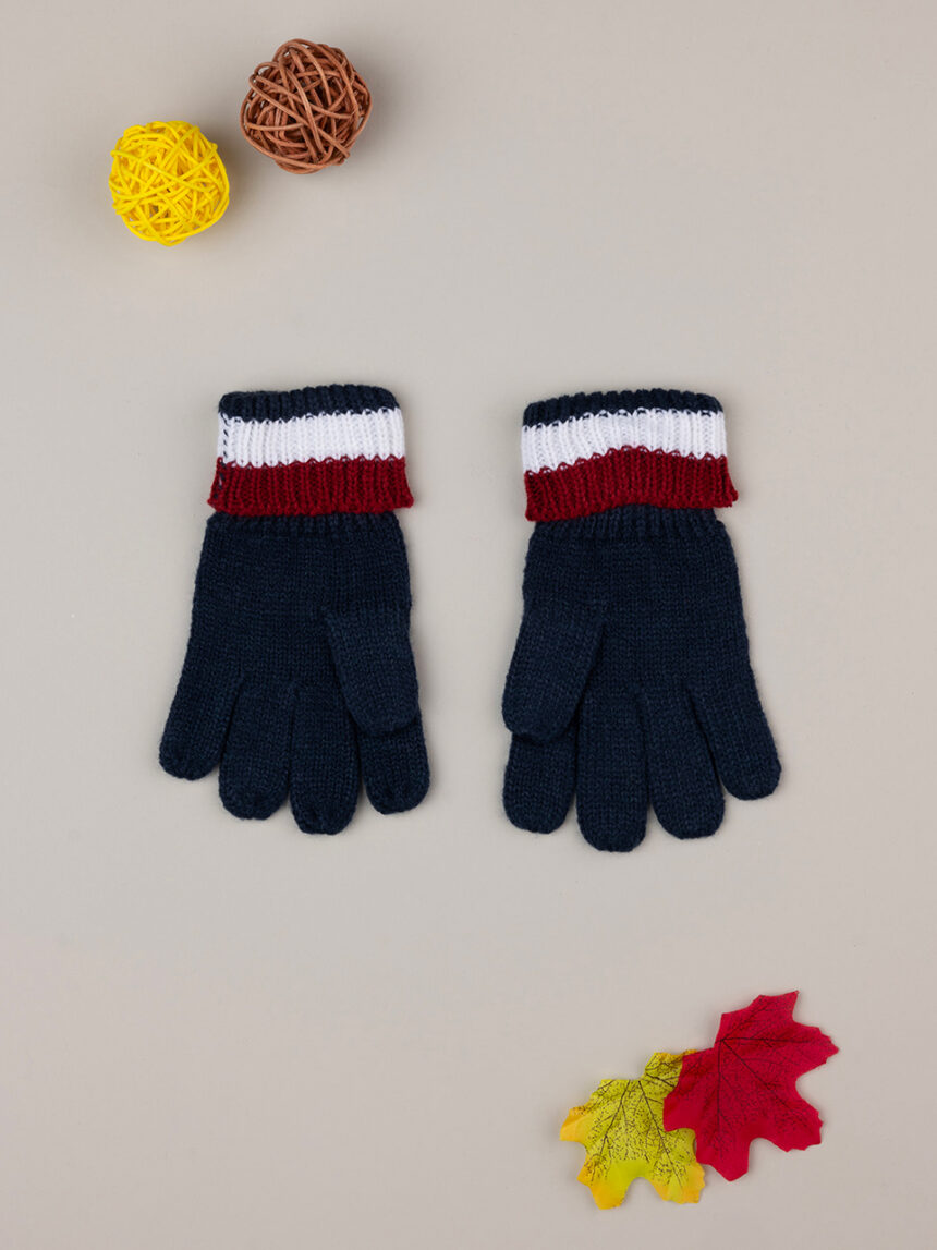 παιδικά γάντια πλεκτά μπλε ριγέ για αγόρι - Prénatal
