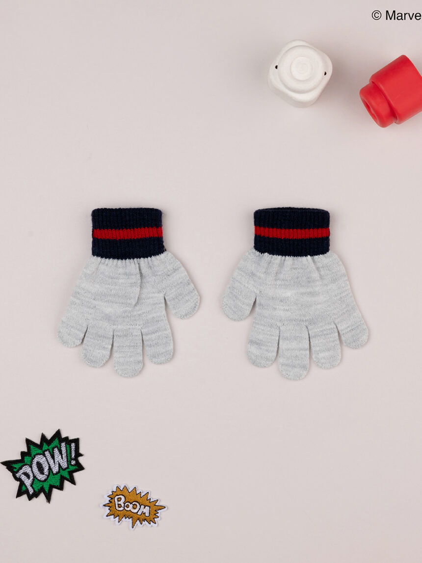 παιδικά γάντια πλεκτά γκρι με το spiderman για αγόρι - Prénatal