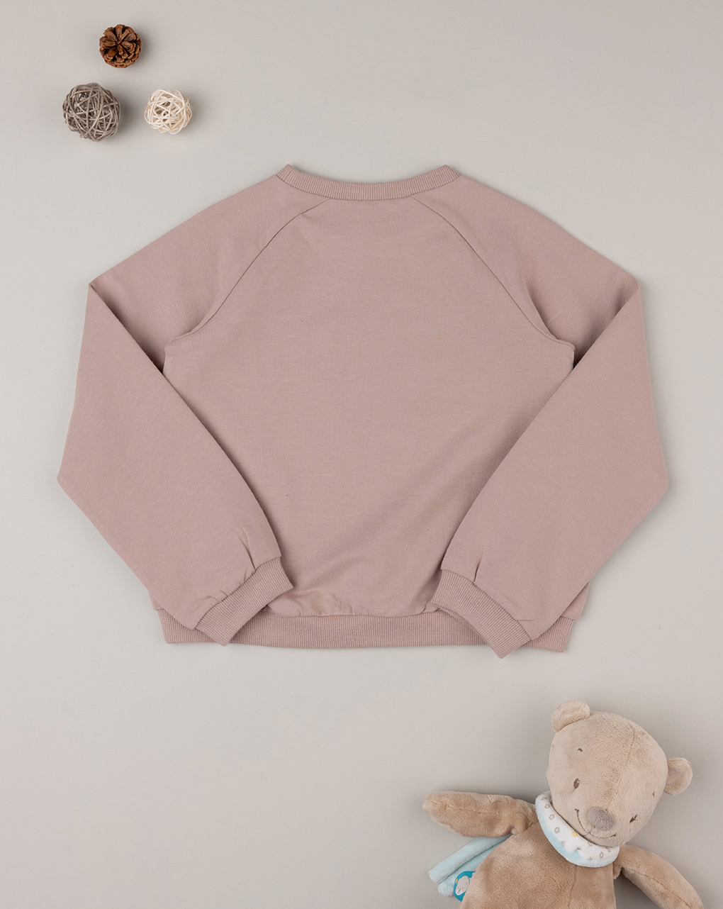 παιδική μπλούζα φούτερ dusty pink teddy για κορίτσι - Prénatal