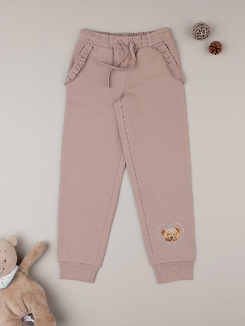 παιδικό παντελόνι φούτερ dusty pink teddy για κορίτσι - Prénatal