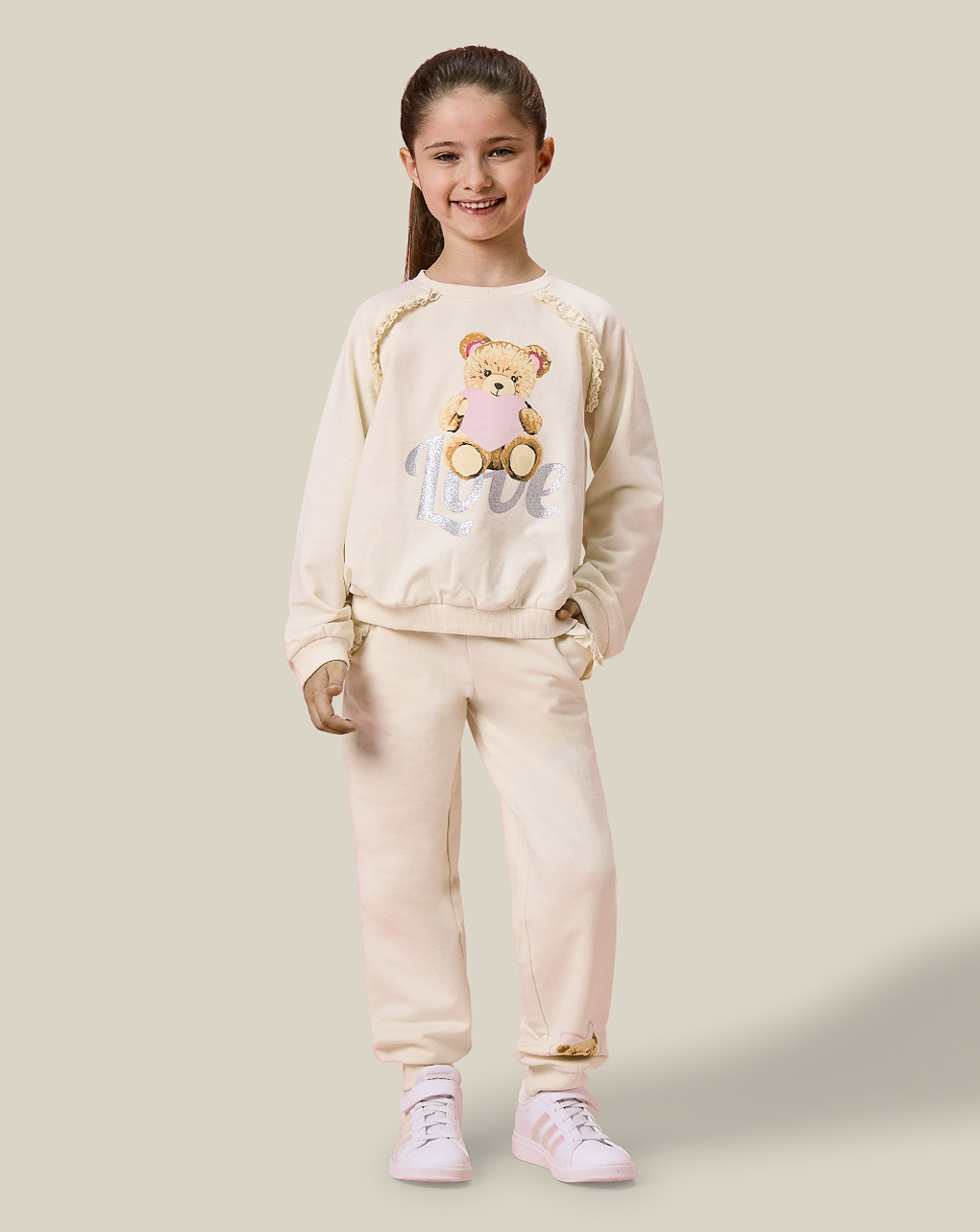 παιδική μπλούζα φούτερ κρεμ teddy για κορίτσι - Prénatal