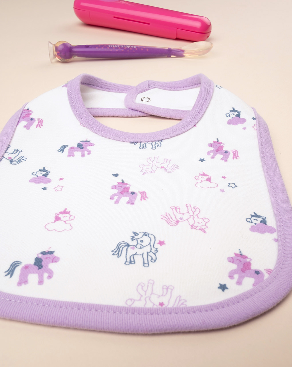 βρεφική σαλιάρα λευκή με μονόκερους για κορίτσι - Prénatal