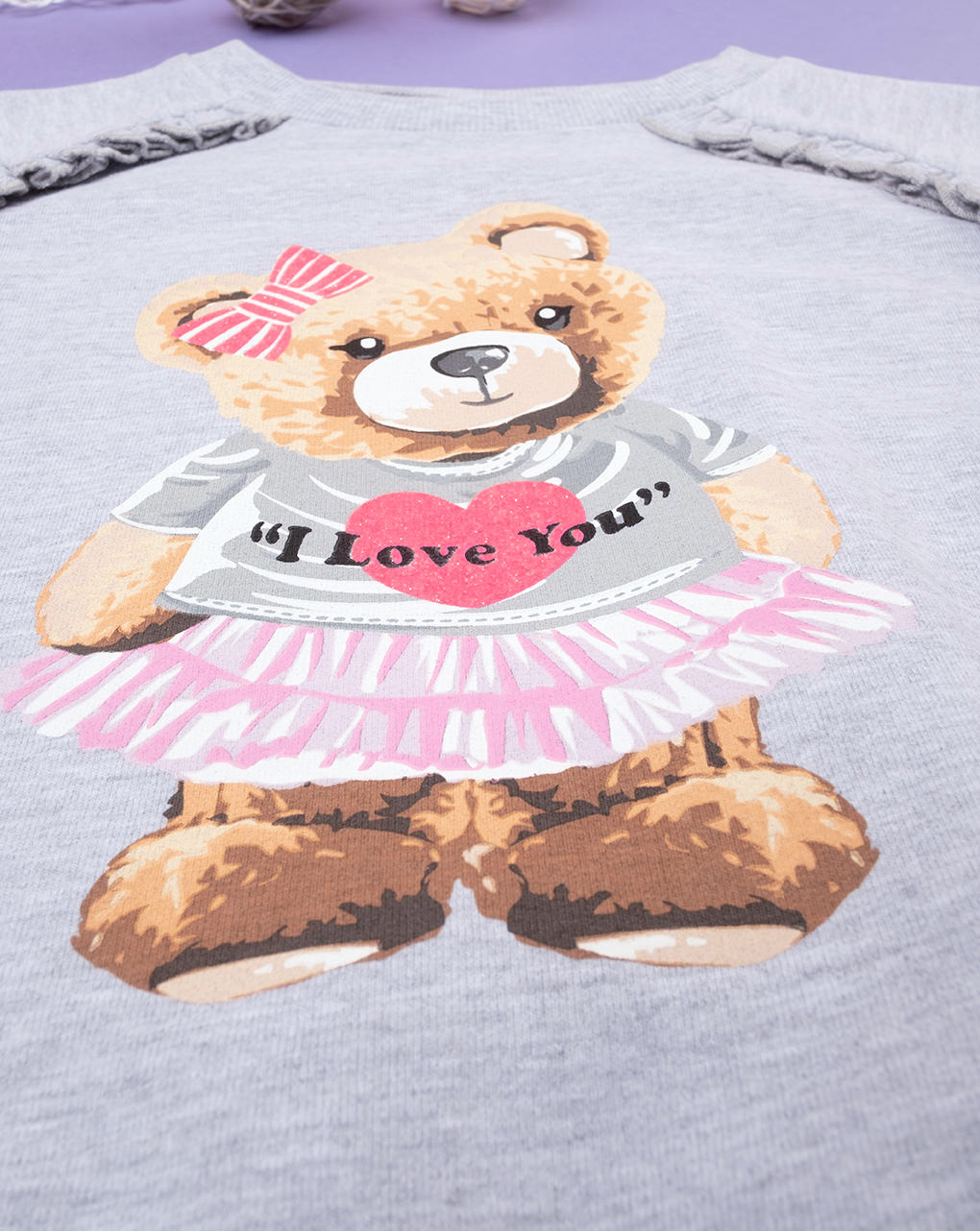 παιδική μπλούζα φούτερ γκρι teddy για κορίτσι - Prénatal