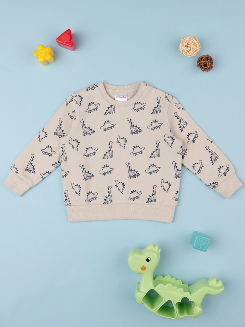 βρεφική μπλούζα φούτερ μπεζ με δεινόσαυρους για αγόρι - Prénatal