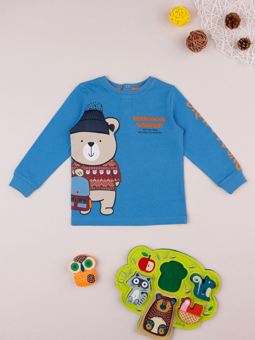 βρεφική μπλούζα γαλάζια teddy για αγόρι - Prénatal