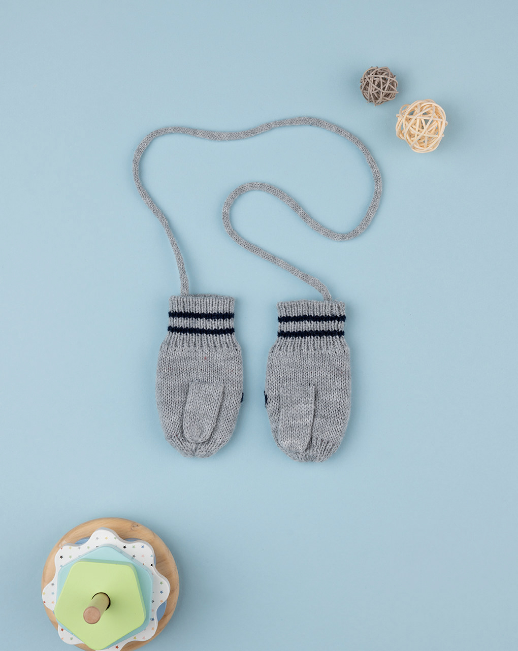 βρεφικά γαντάκια χουφτίτσες γκρι με σκυλάκια για αγόρι - Prénatal