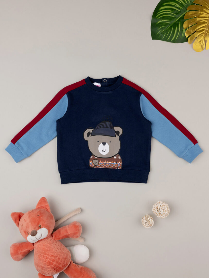 βρεφική μπλούζα φούτερ μπλε teddy για αγόρι - Prénatal