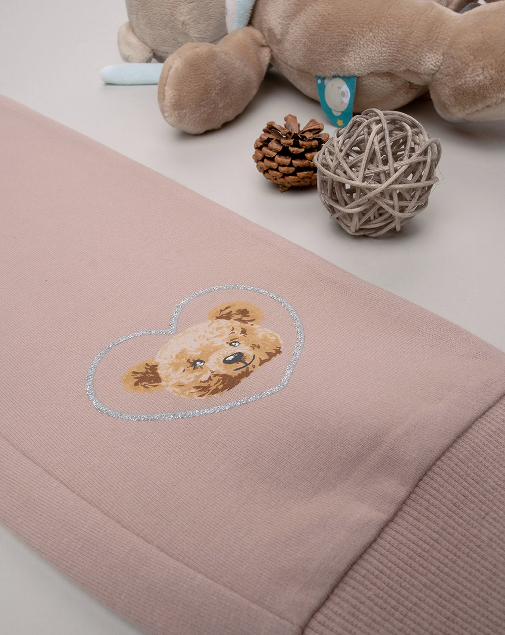 παιδικό παντελόνι φούτερ dusty pink teddy για κορίτσι - Prénatal