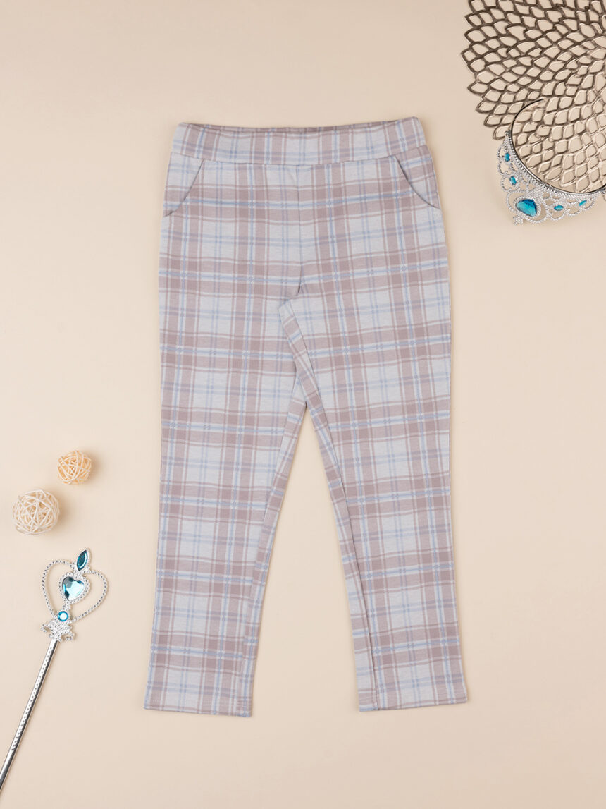 παιδικό κολάν καρό γαλάζιο/dusty pink για κορίτσι - Prénatal