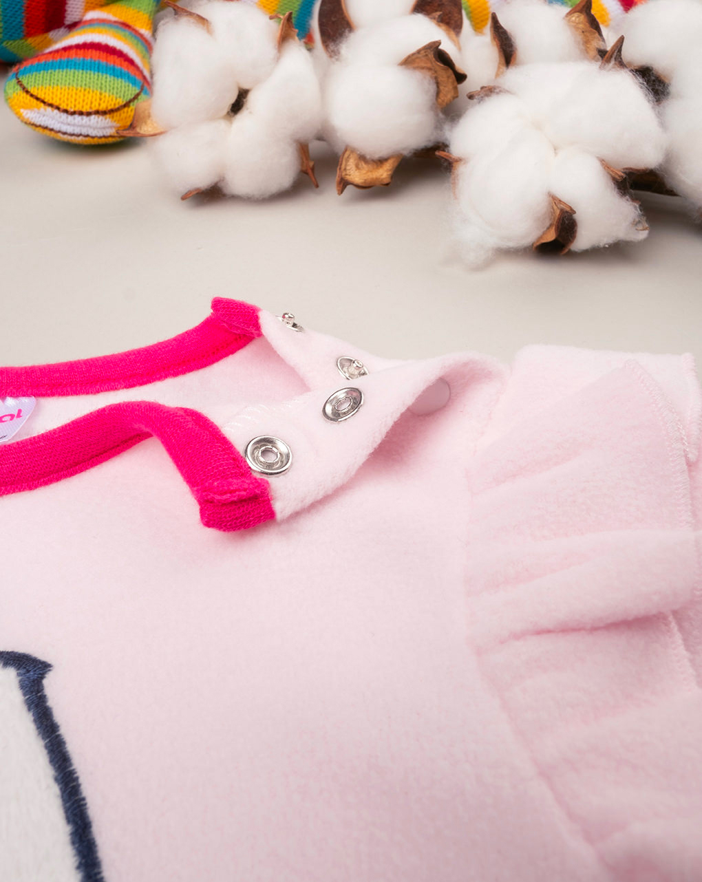 βρεφική πιτζάμα fleece ροζ/φούξια με λαγουδάκι για κορίτσι - Prénatal