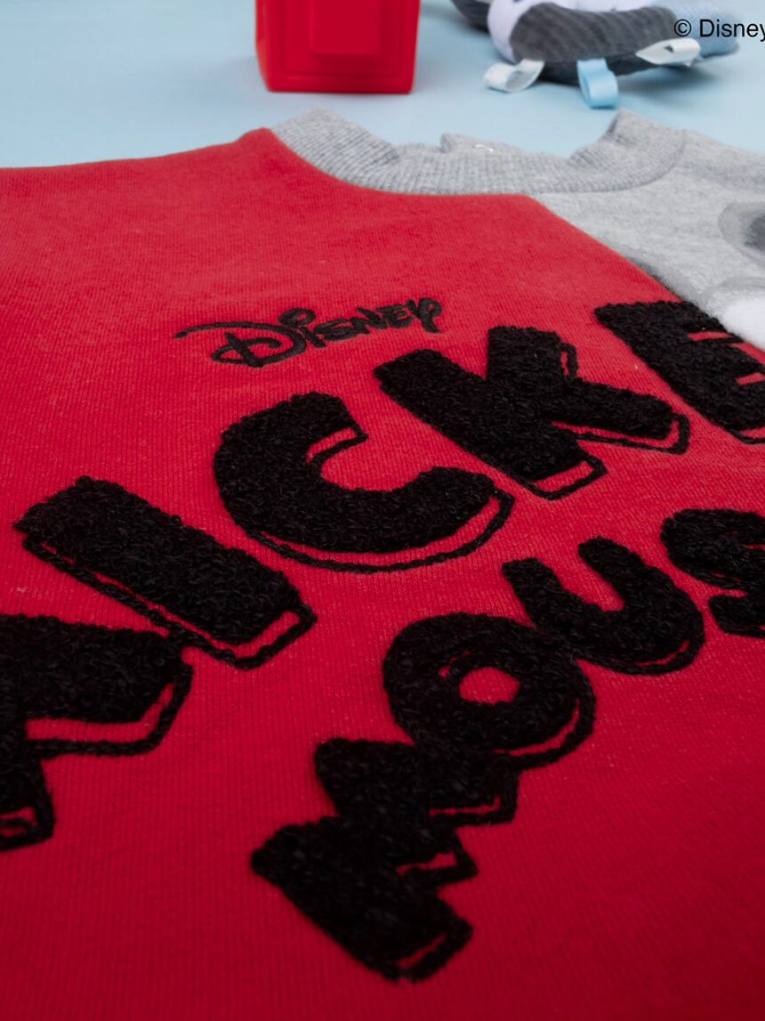 μπλούζα φούτερ γκρι/κόκκινη με το mickey για αγόρι - Prénatal