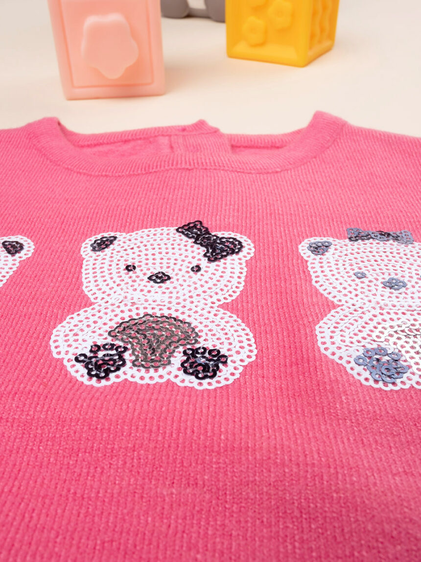 βρεφικό πουλόβερ φούξια με αρκουδάκια για κορίτσι - Prénatal