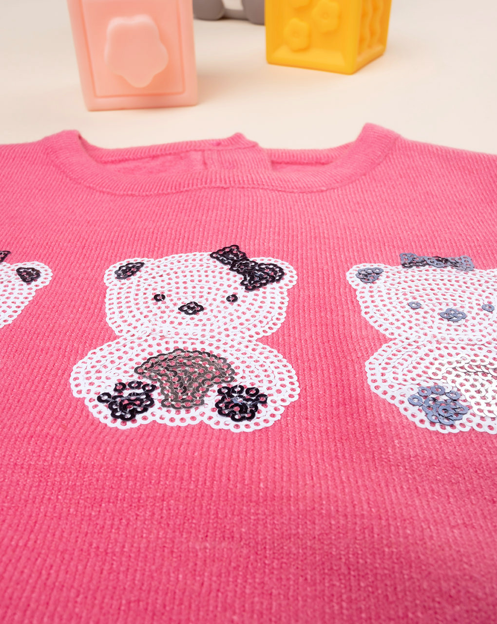 βρεφικό πουλόβερ φούξια με αρκουδάκια για κορίτσι - Prénatal