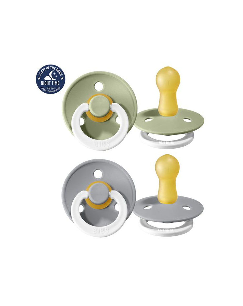Bibs πιπίλες καουτσούκ colour sage / cloud night 0+m σετ 2 τεμ. - BIBS