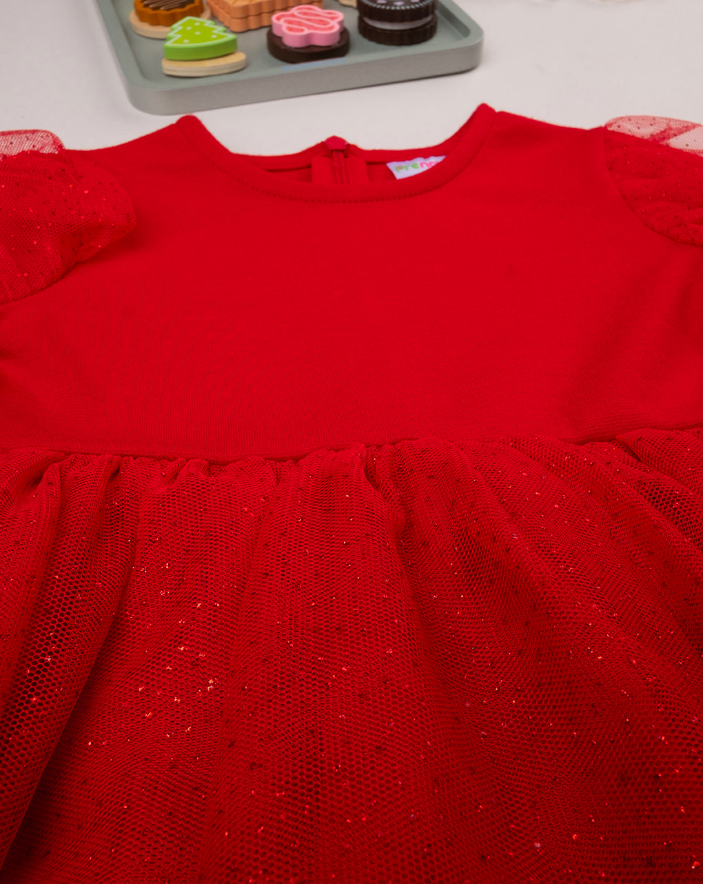 βρεφικό φόρεμα κόκκινο με τούλι για κορίτσι - Prénatal