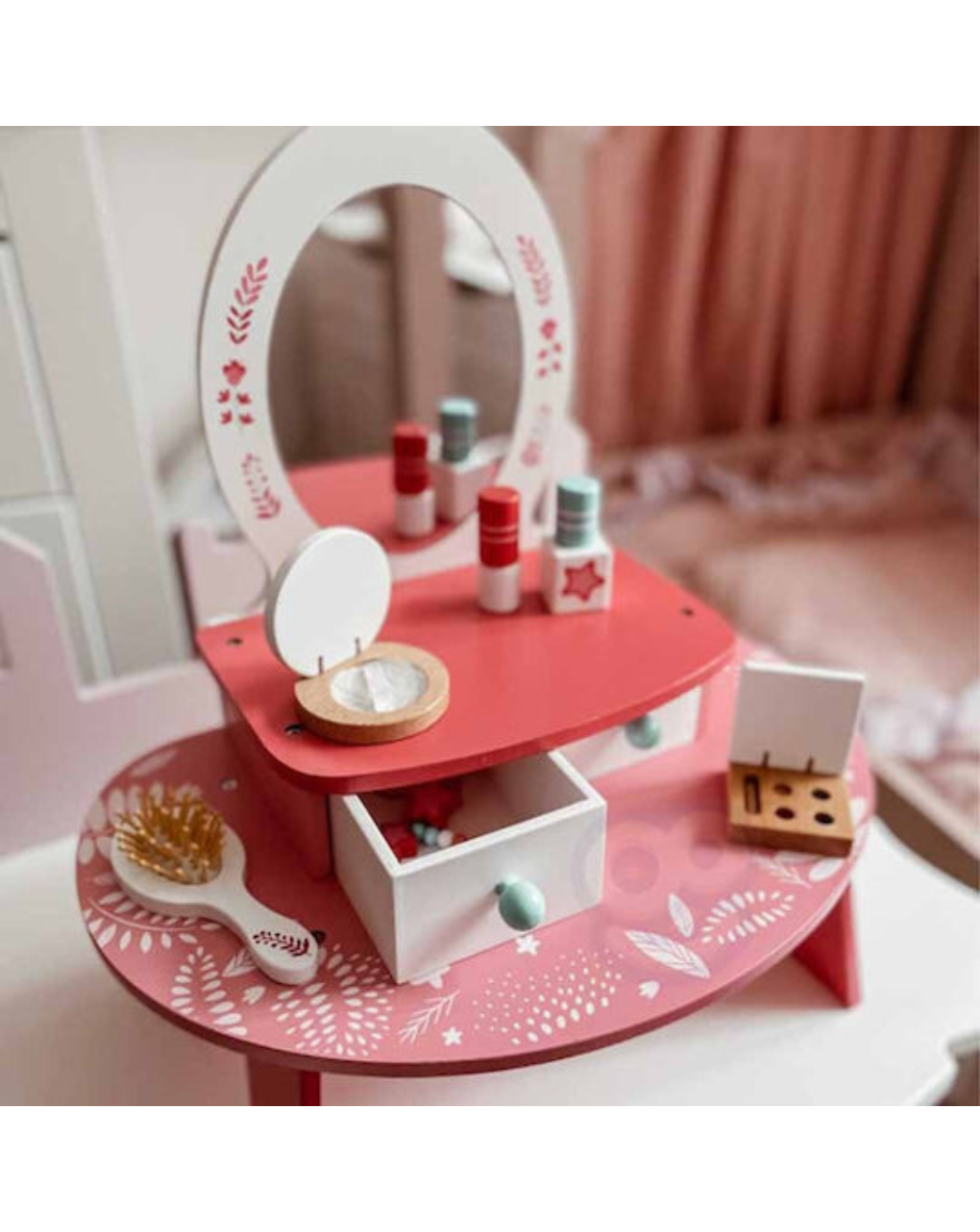 Tooky toy ξύλινη τουαλέτα ομορφιάς ροζ tl098a - TOOKY TOY