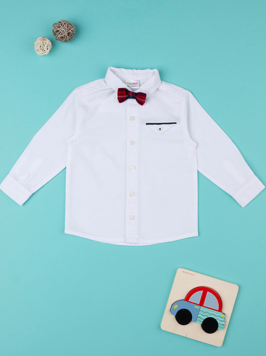 βρεφικό πουκάμισο λευκό με παπιγιόν για αγόρι - Prénatal