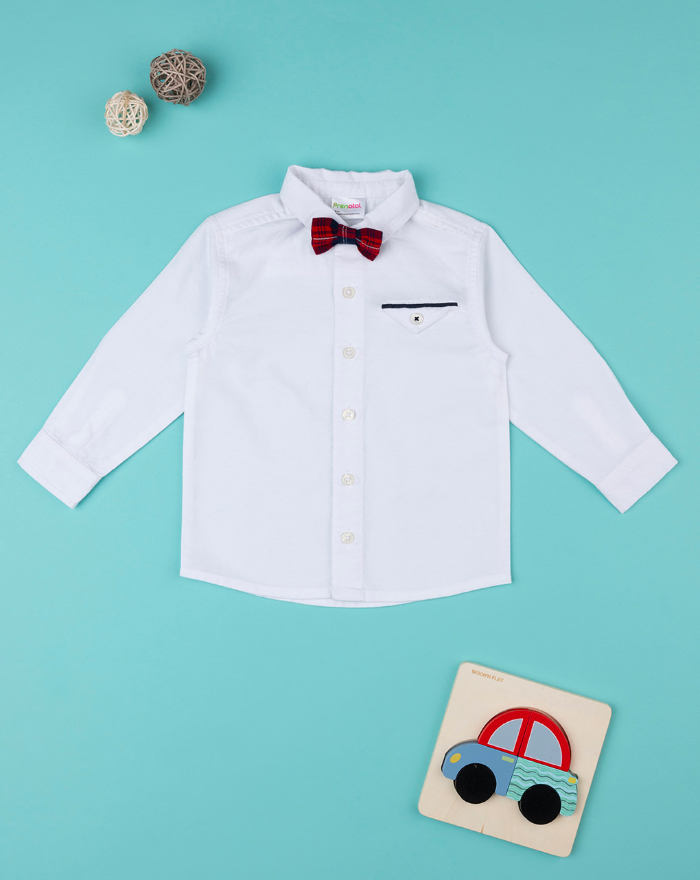 βρεφικό πουκάμισο λευκό με παπιγιόν για αγόρι