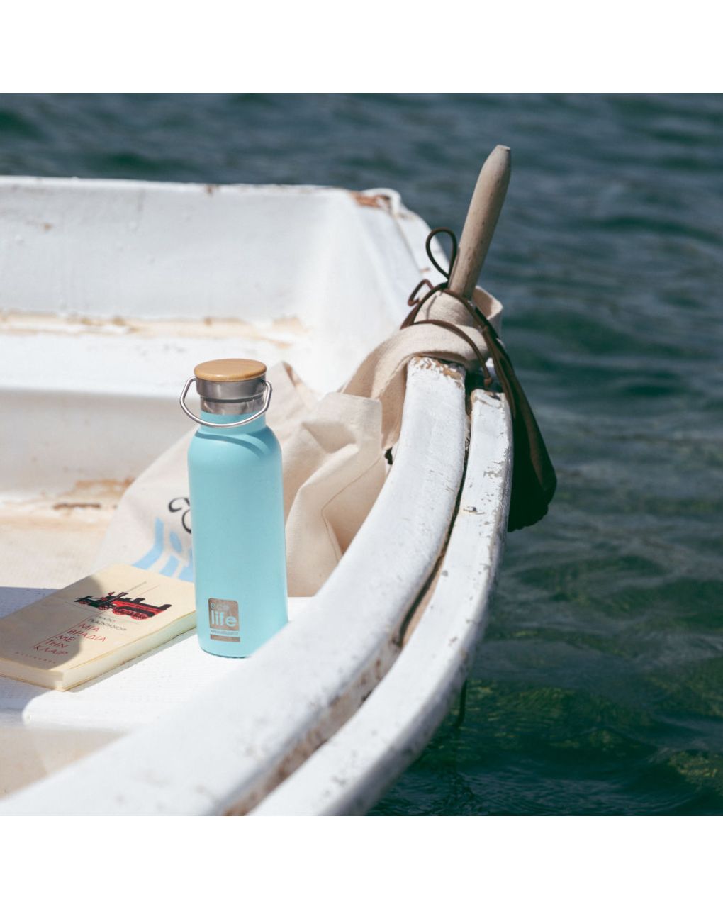 Ecolife μπουκάλι θερμός bamboo lid 500ml blue 33-bo-3044 - Ecolife