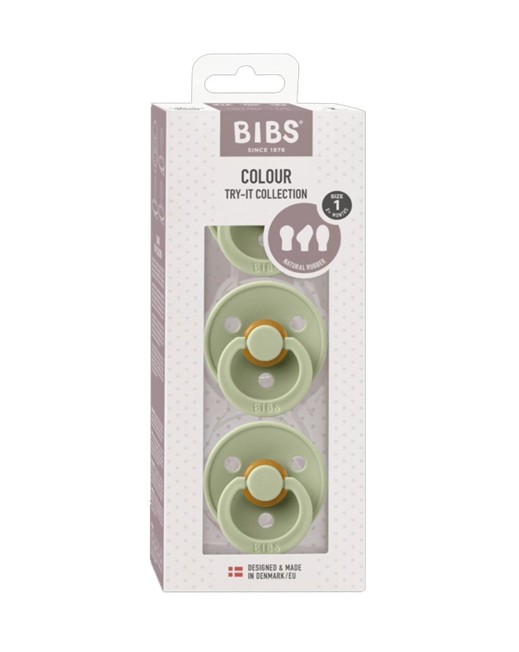 Bibs πιπίλες καουτσούκ try-it colour sage  0+m σετ 3 τεμ. - BIBS