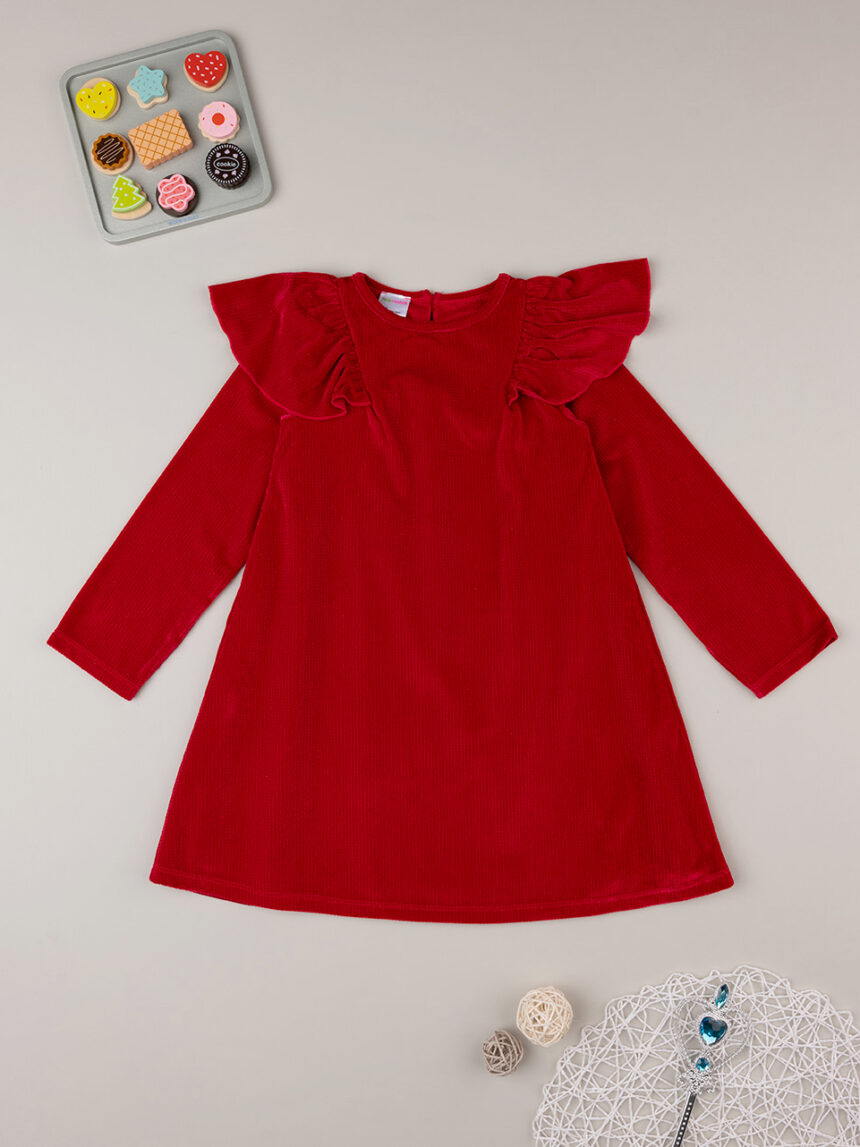 παιδικό φόρεμα κόκκινο βελουτέ για κορίτσι - Prénatal