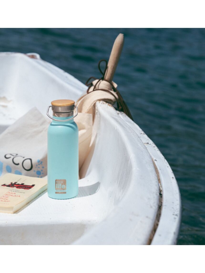 Ecolife μπουκάλι θερμός bamboo lid 500ml blue 33-bo-3044 - Ecolife