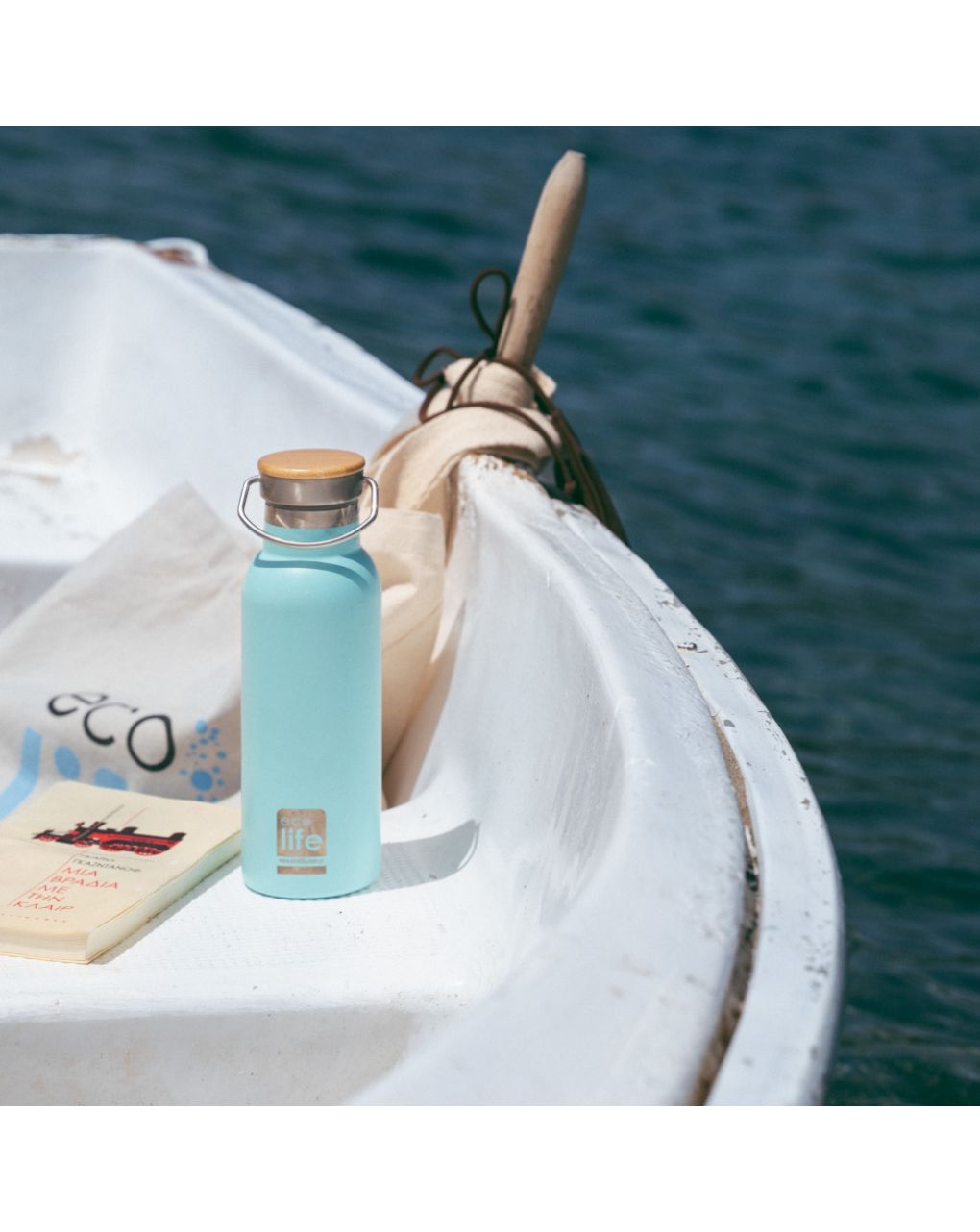 Ecolife μπουκάλι θερμός bamboo lid 500ml blue 33-bo-3044 - Ecolife