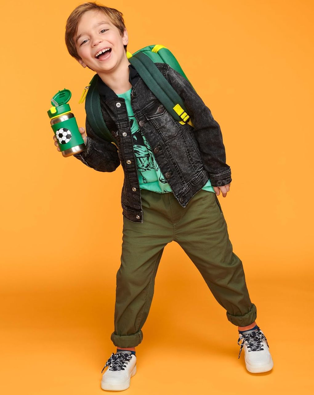 Skip hop spark style stainless steel παγούρι με καλαμάκι 350ml soccer 9o285710 - SKIP HOP