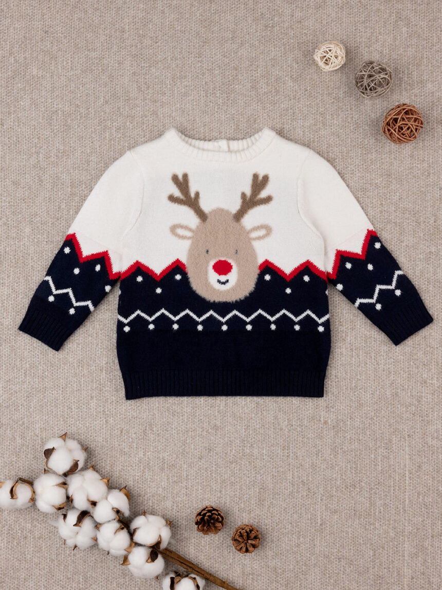 χριστουγεννιάτικο βρεφικό πουλόβερ με τάρανδο για αγόρι - Prénatal