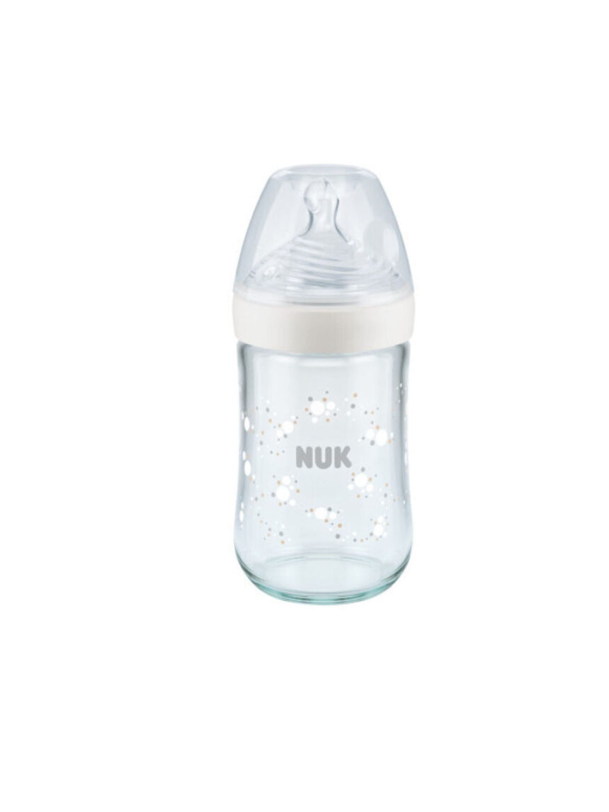 Nuk μπιμπερό γυάλινο με θηλή σιλικόνης nature sense soft 6-18m medium 240ml - Nuk