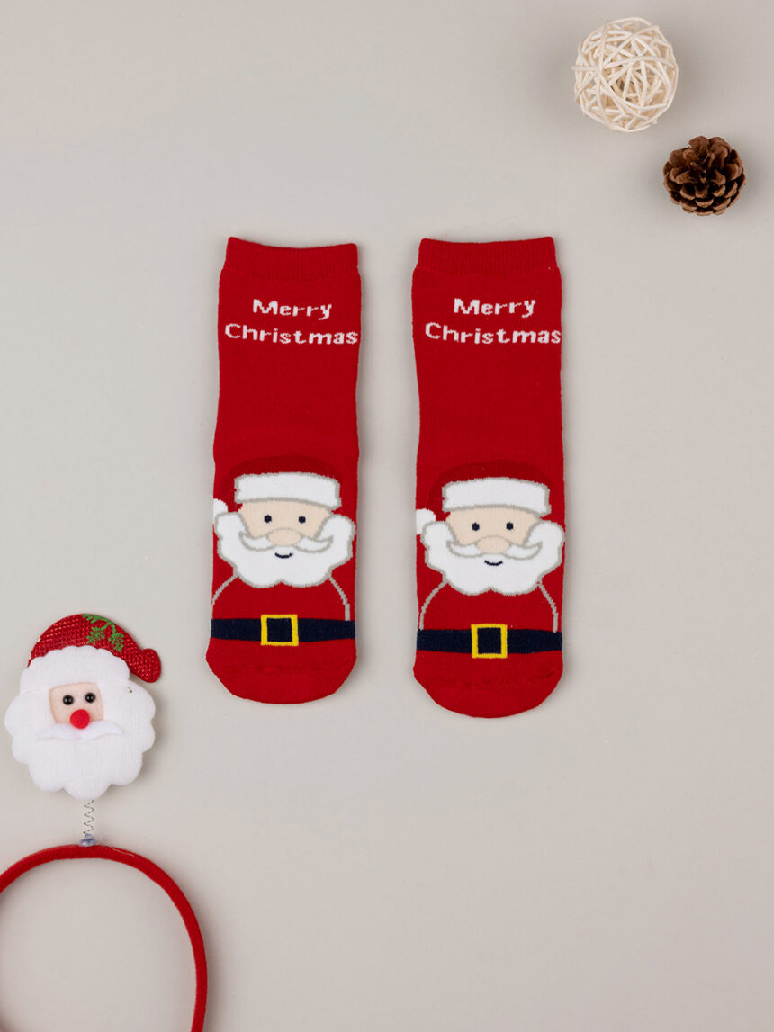 χριστουγεννιάτικες παιδικές αντιολισθητικές κάλτσες με άγιο βασίλη για αγόρι - Prénatal