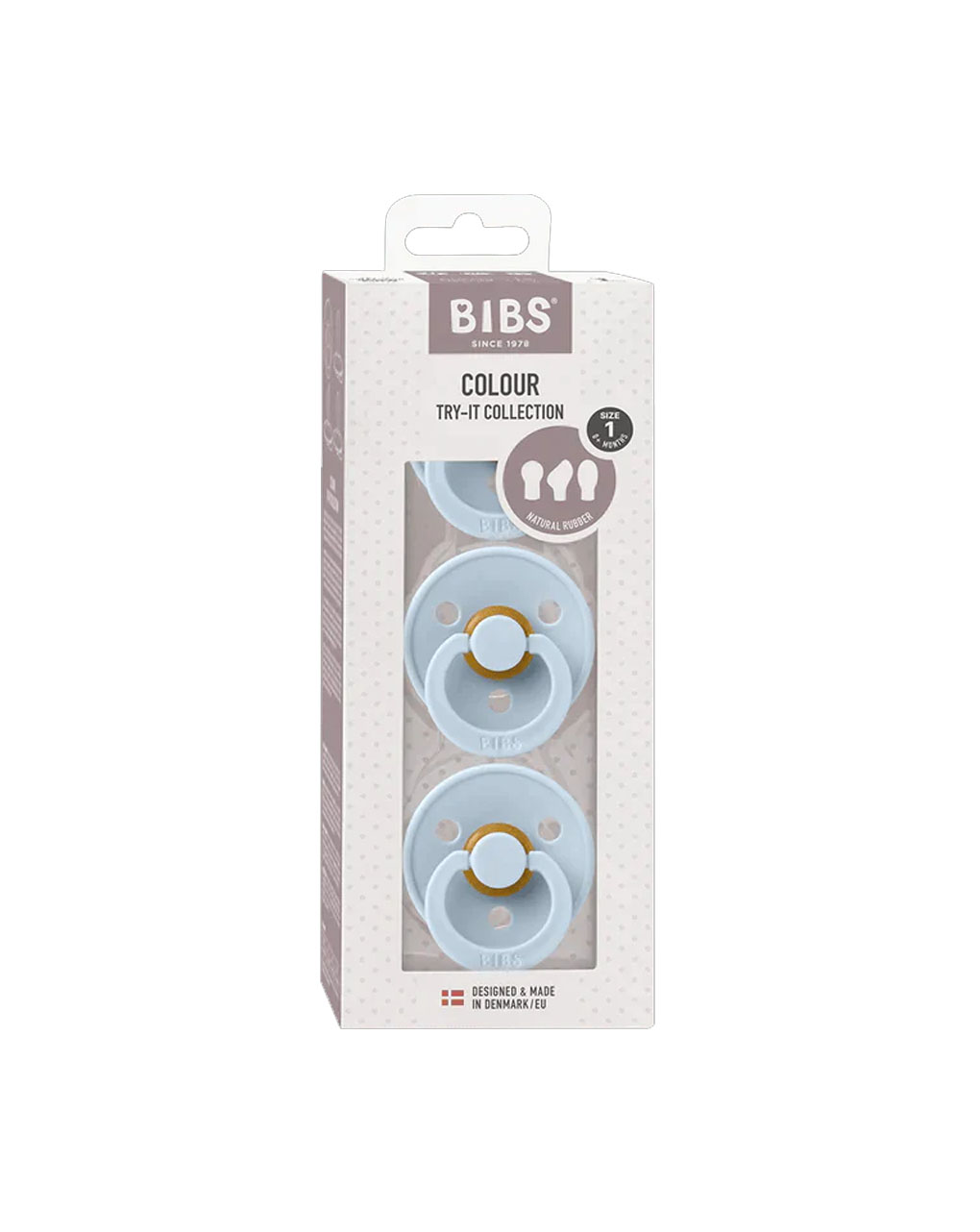 Bibs πιπίλες καουτσούκ try-it colour baby blue  0+m σετ 3 τεμ. - BIBS