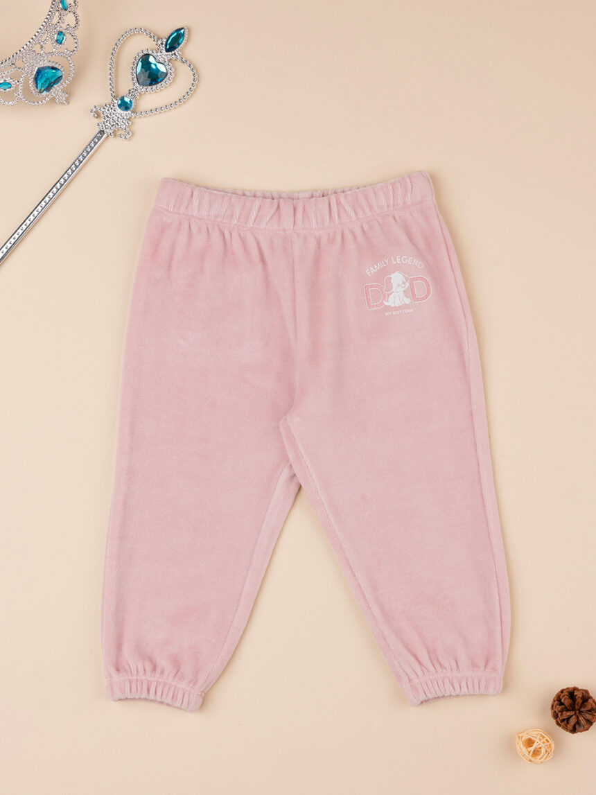 βρεφικό παντελόνι φόρμας σενίλ ροζ dad για κορίτσι - Prénatal
