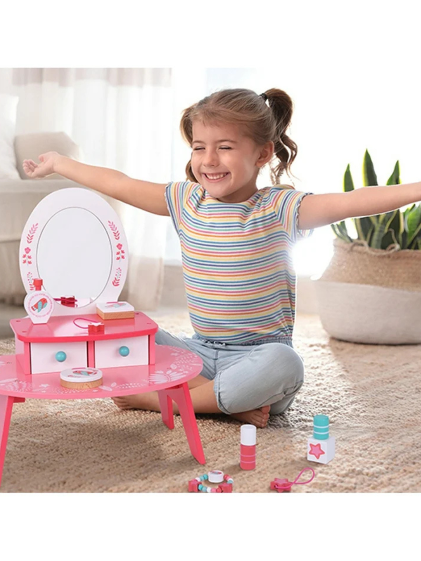 Tooky toy ξύλινη τουαλέτα ομορφιάς ροζ tl098a - TOOKY TOY
