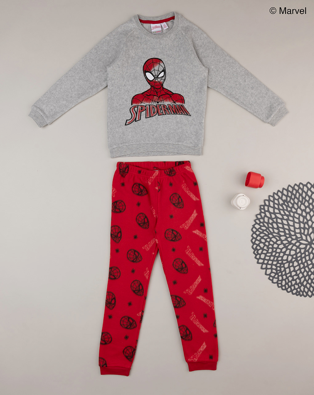 παιδική πιτζάμα γκρι/κόκκινη με το spiderman για αγόρι - Prénatal