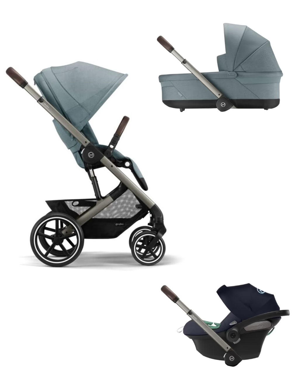 Cybex καρότσι 3σε1 balios s lux sky blue με κάθισμα aton s2 i-size + port bebe + αντάπτορες