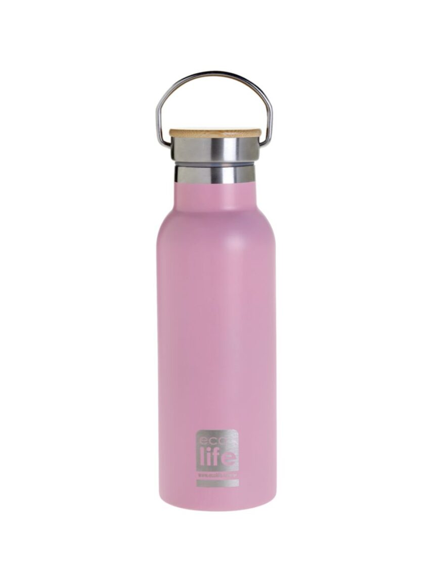 Ecolife μπουκάλι θερμός bamboo lid 500ml pink 33-bo-3043 - Ecolife