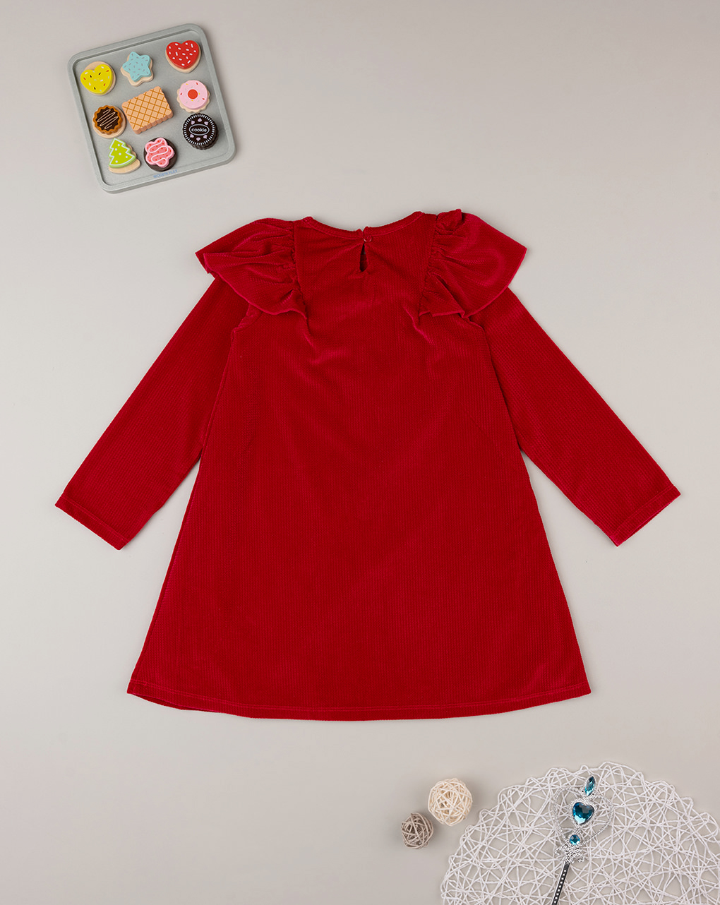 παιδικό φόρεμα κόκκινο βελουτέ για κορίτσι - Prénatal